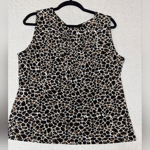 Calvin Klein XL Giraffe Animal Print Sleeveless Pleated Tank Blouse Shell